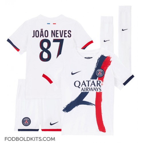 Paris Saint-Germain Joao Neves #87 Udebanesæt Børn 2024-25 Kortærmet (+ Korte bukser)